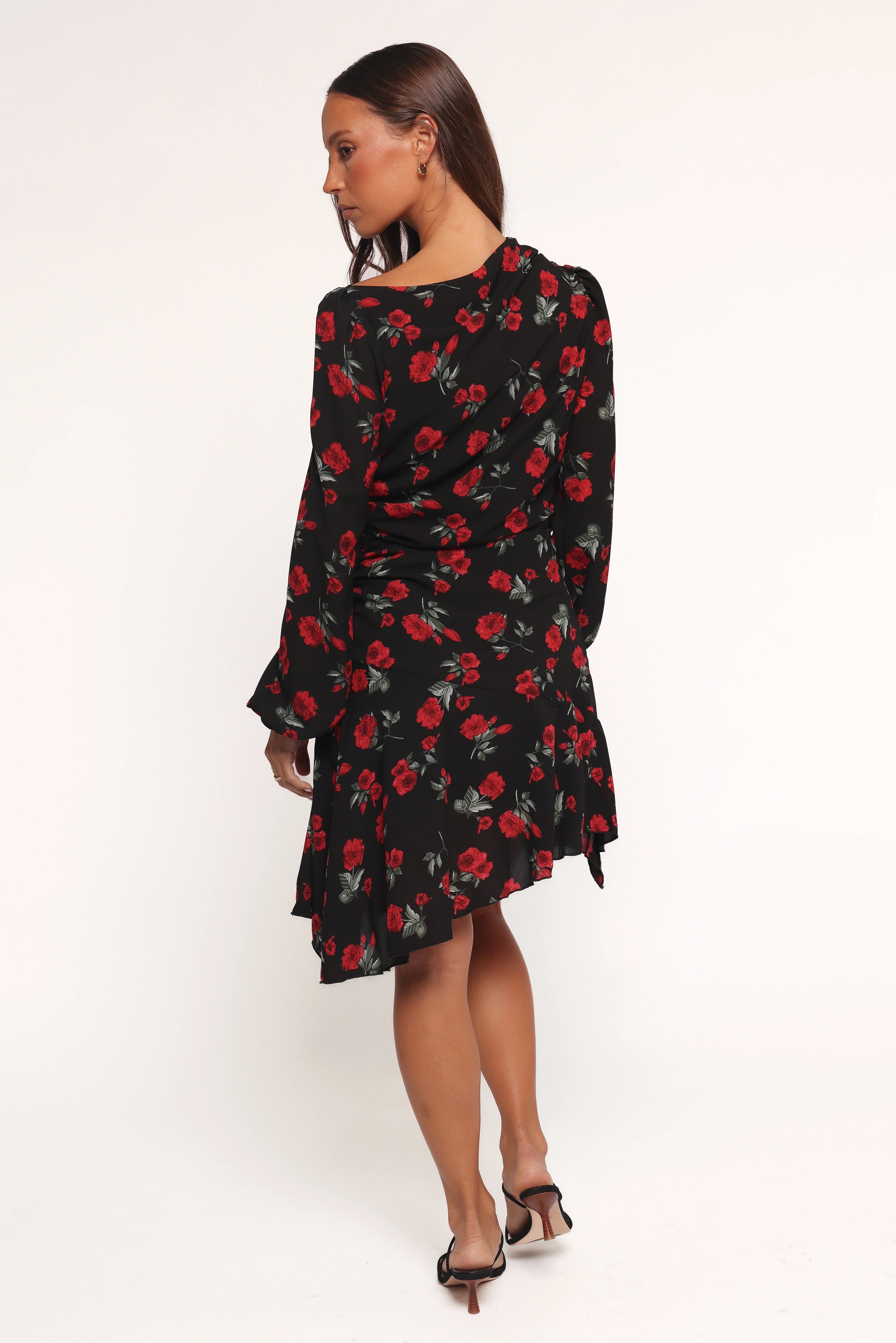 Mariska Long Sleeve Mini Dress Rose Print