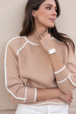 Rylee Contrast Hem Knit Sweater Camel