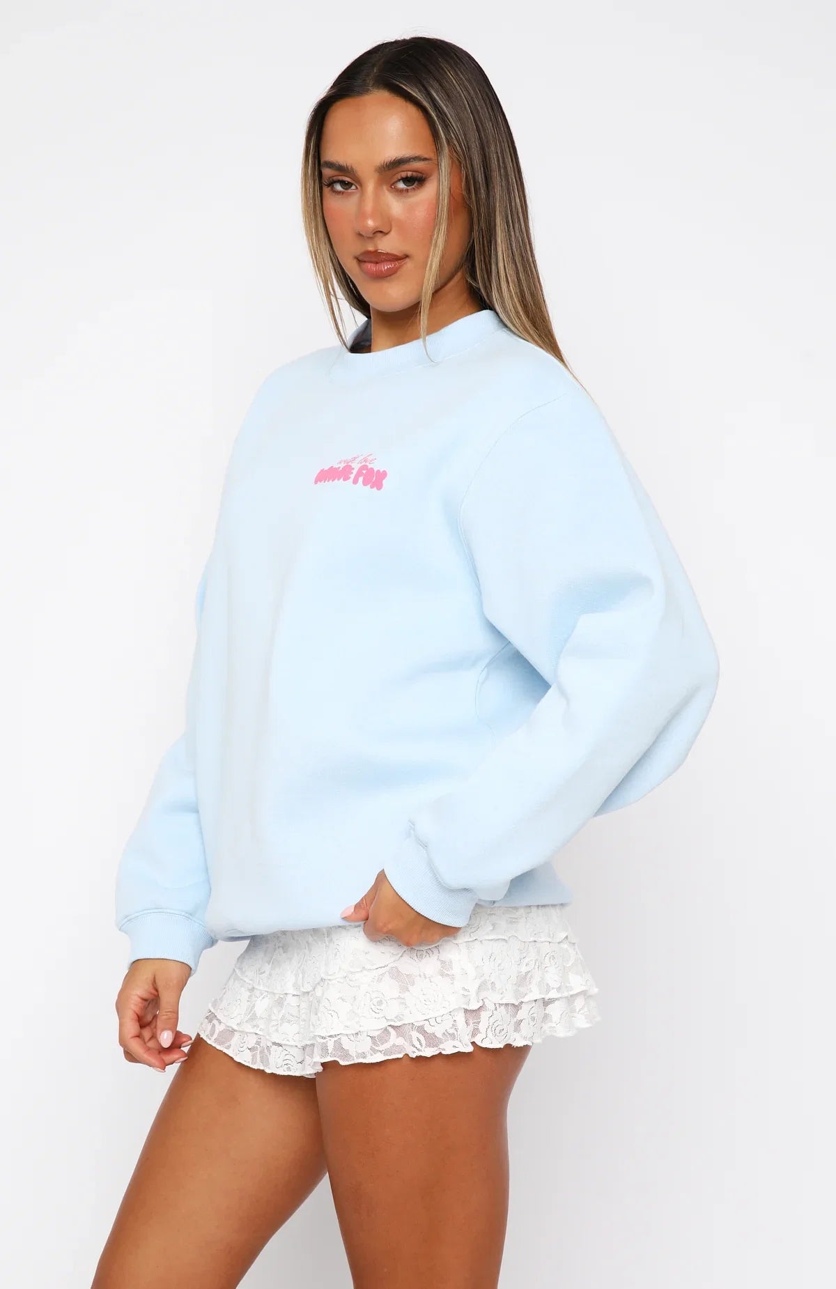 With Love Romance Oversized Sweater Baby Blue