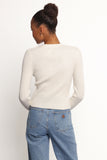 Searie Ribbed Cardigan Top Cream