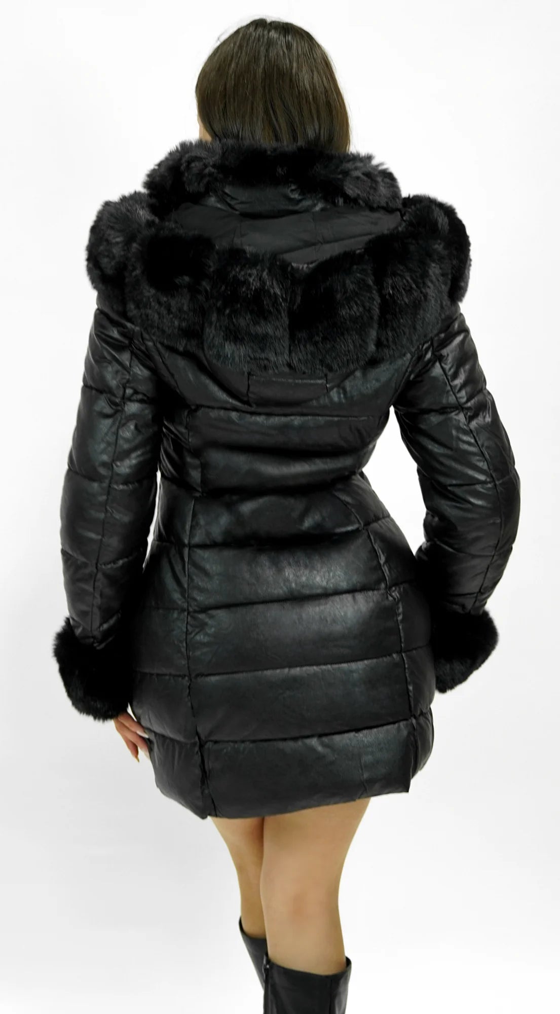 Glacier PU Puffer Fur Jacket Black