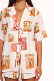 Aaliyah Tie Front Top White Multi