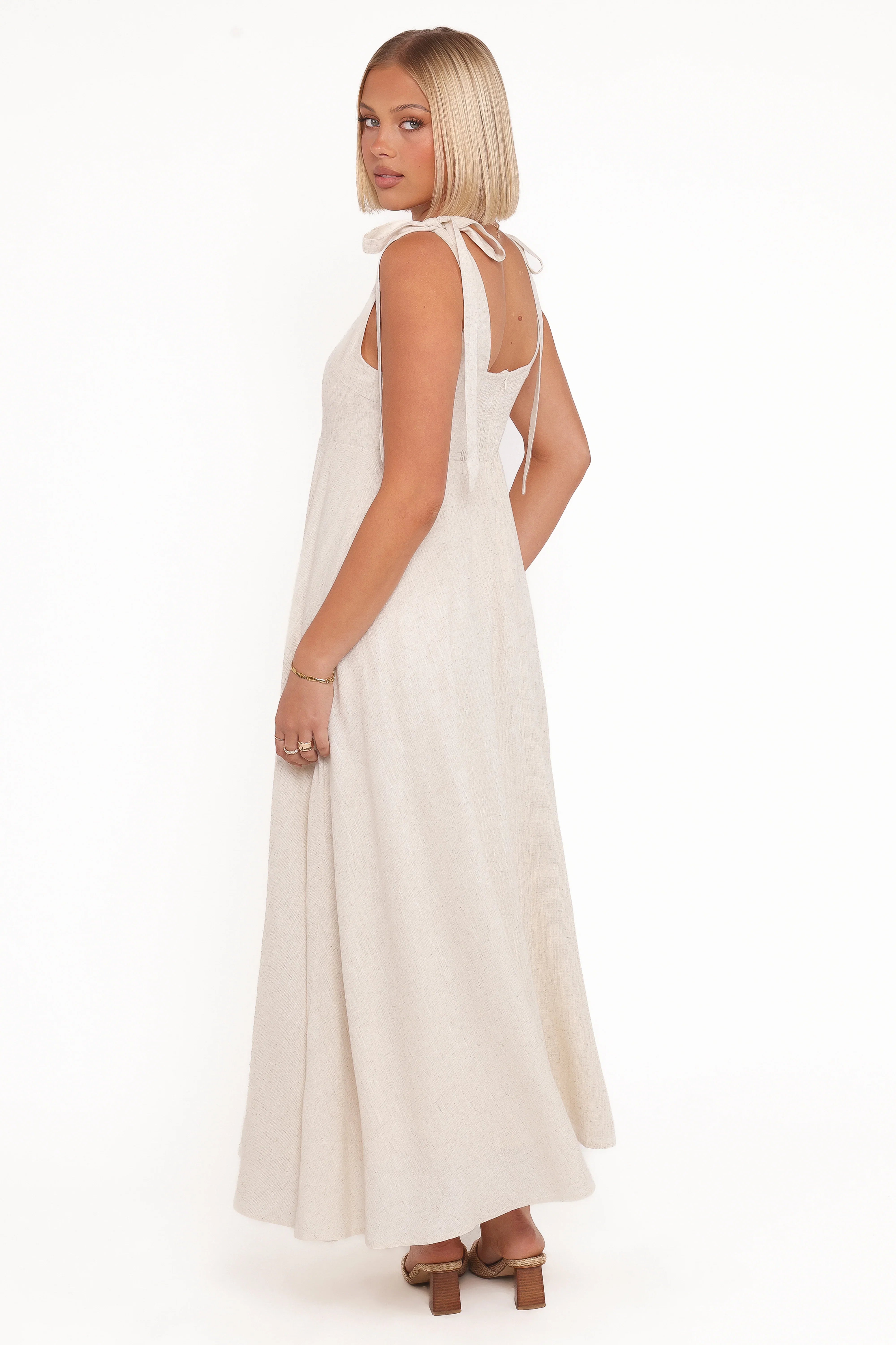 Valara Tie Shoulder Maxi Dress Oatmeal