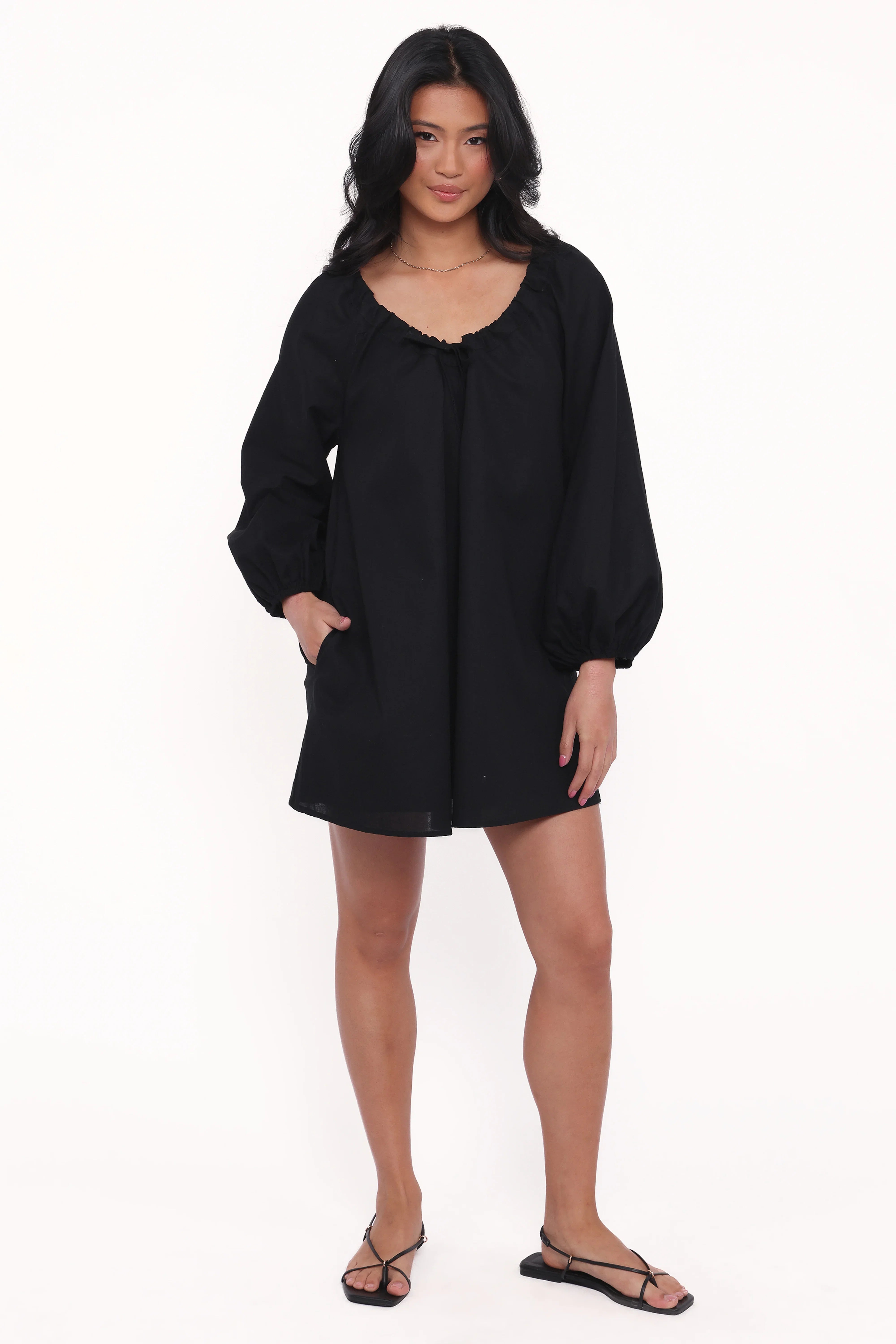 Walker Smock Mini Dress Black