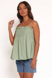 Carson Pleated Top Sage Green