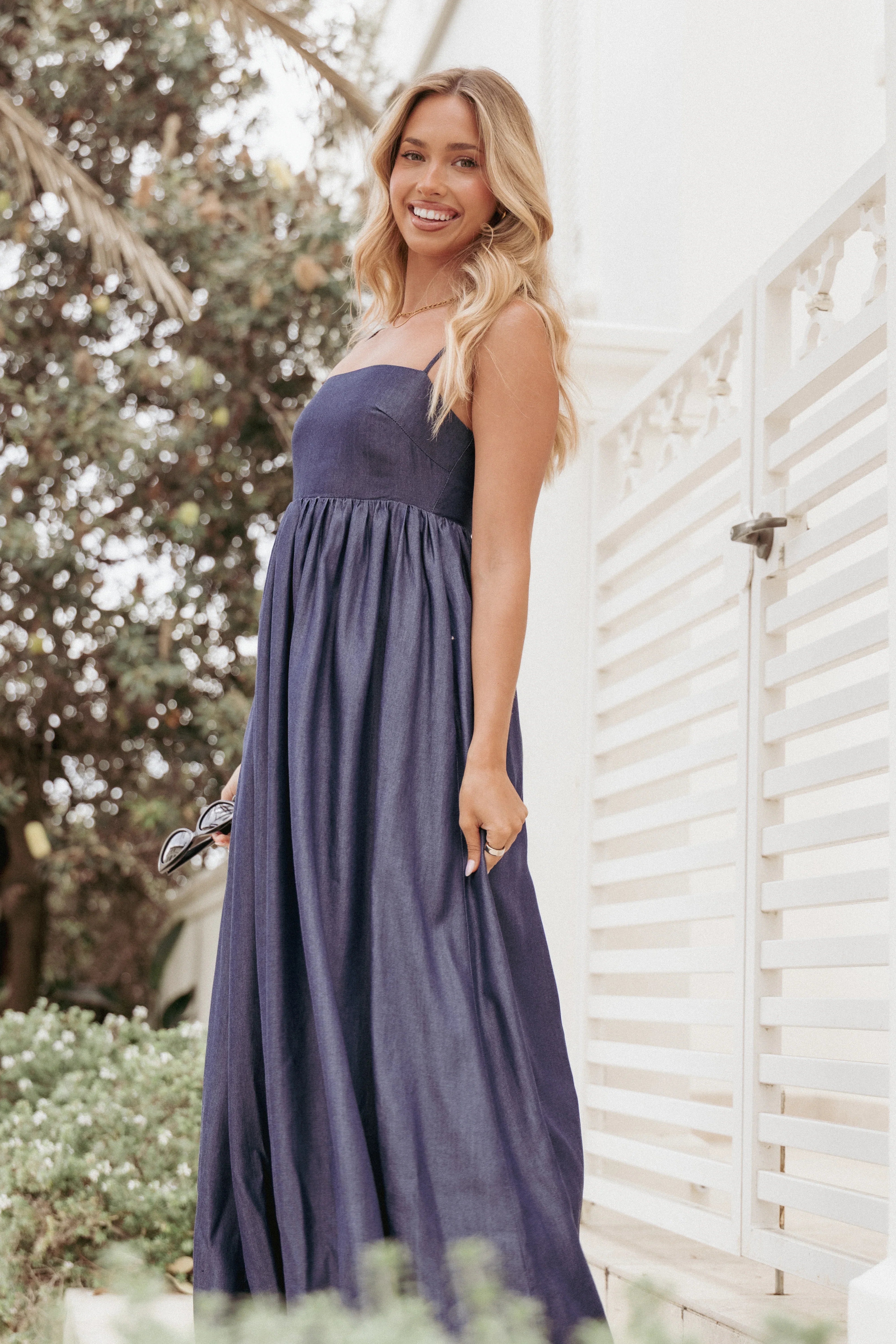 Odessa Maxi Dress Dark Chambray
