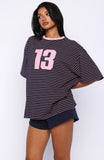 Good Old Days Oversized Tee Pink Navy Stripe
