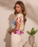 Tropic Theory Abstract Floral Print Top