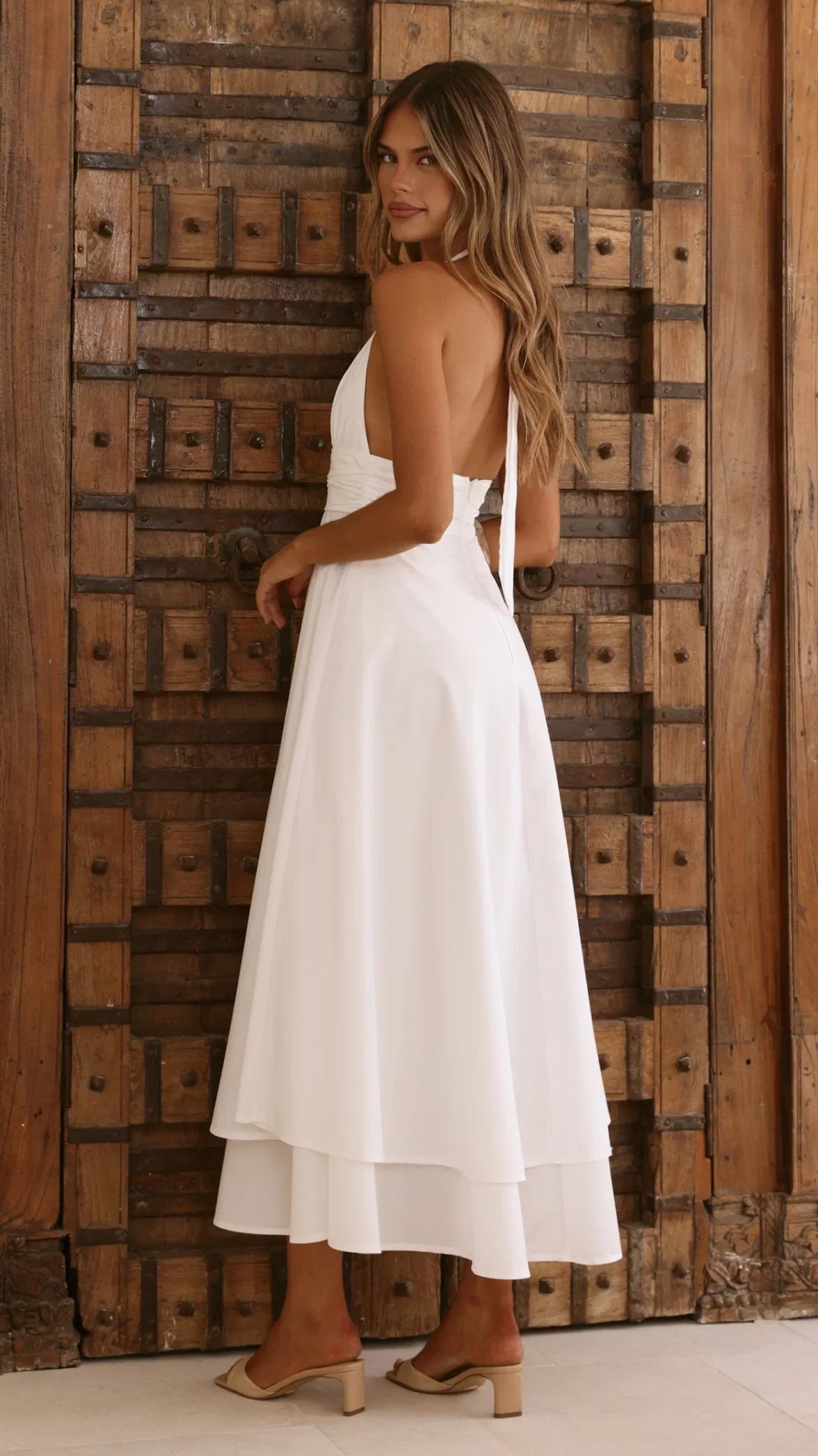 Kathy Halter Neck Maxi Dress White