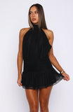No Kiss And Tell Halter Lace Mini Dress Black