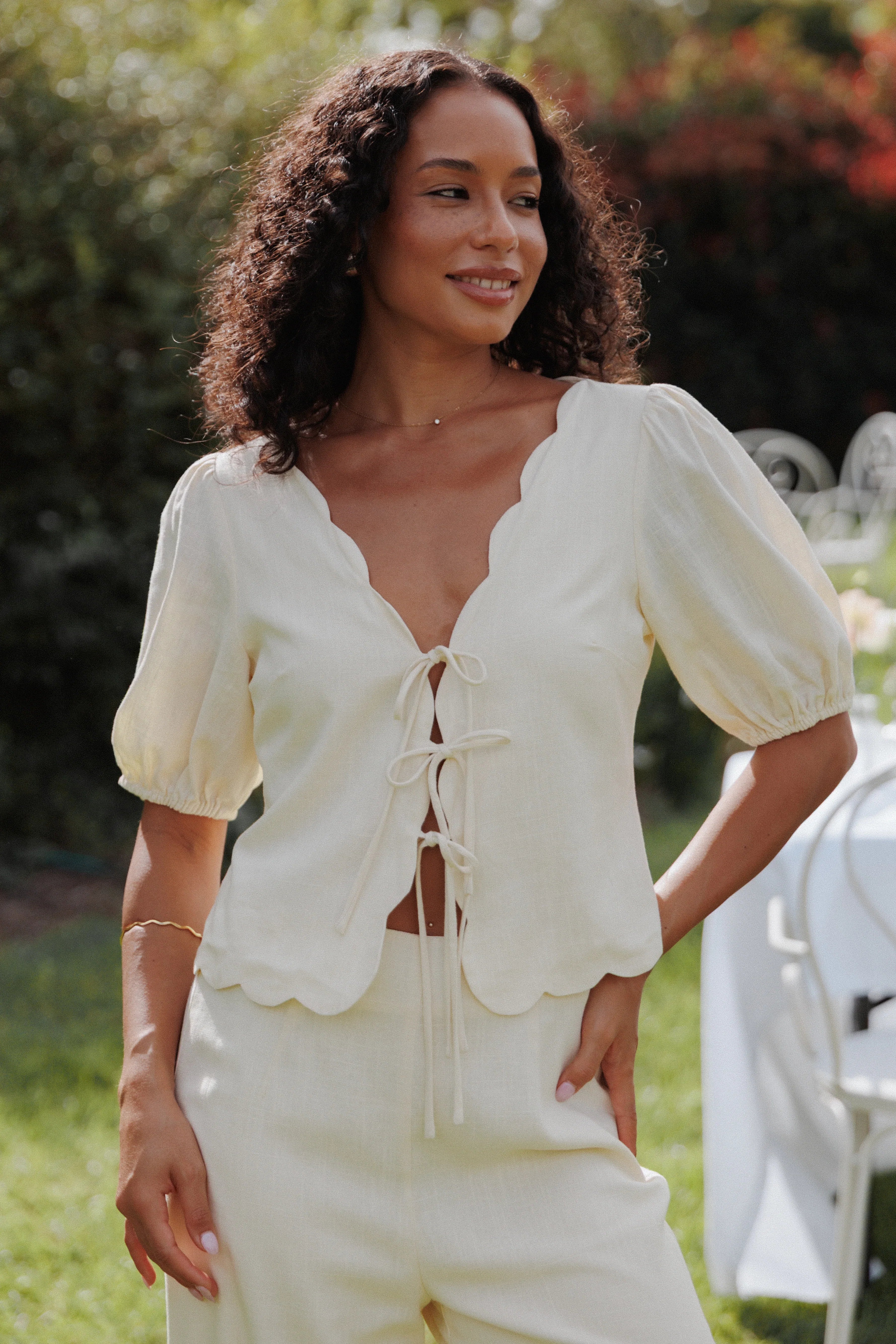 Jensen Scallop Hem Top Butter Yellow
