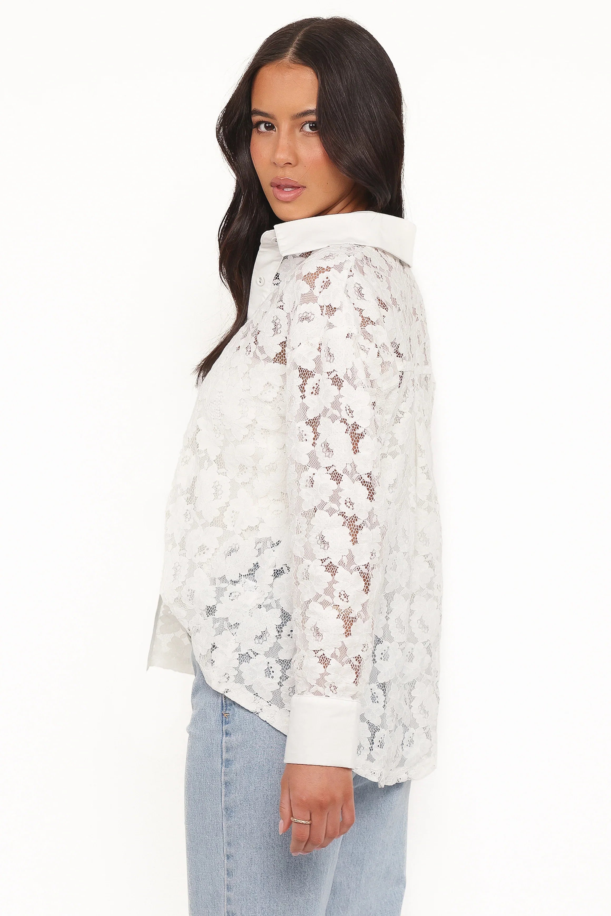 Carol Lace Shirt White