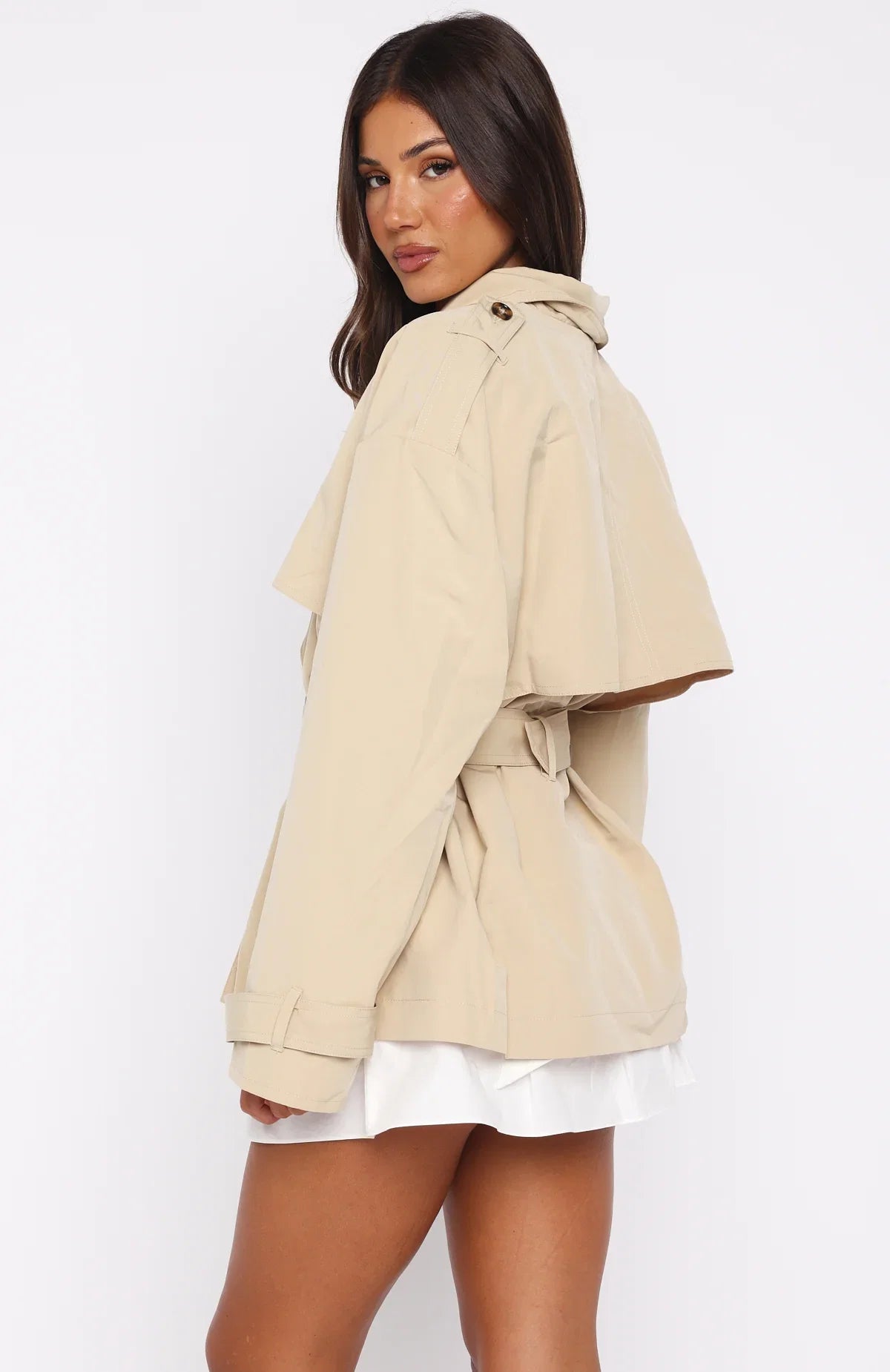 Shes Popular Cropped Trench Sand