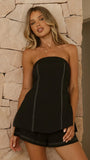 Sapphira Strapless Top and Shorts Set Black