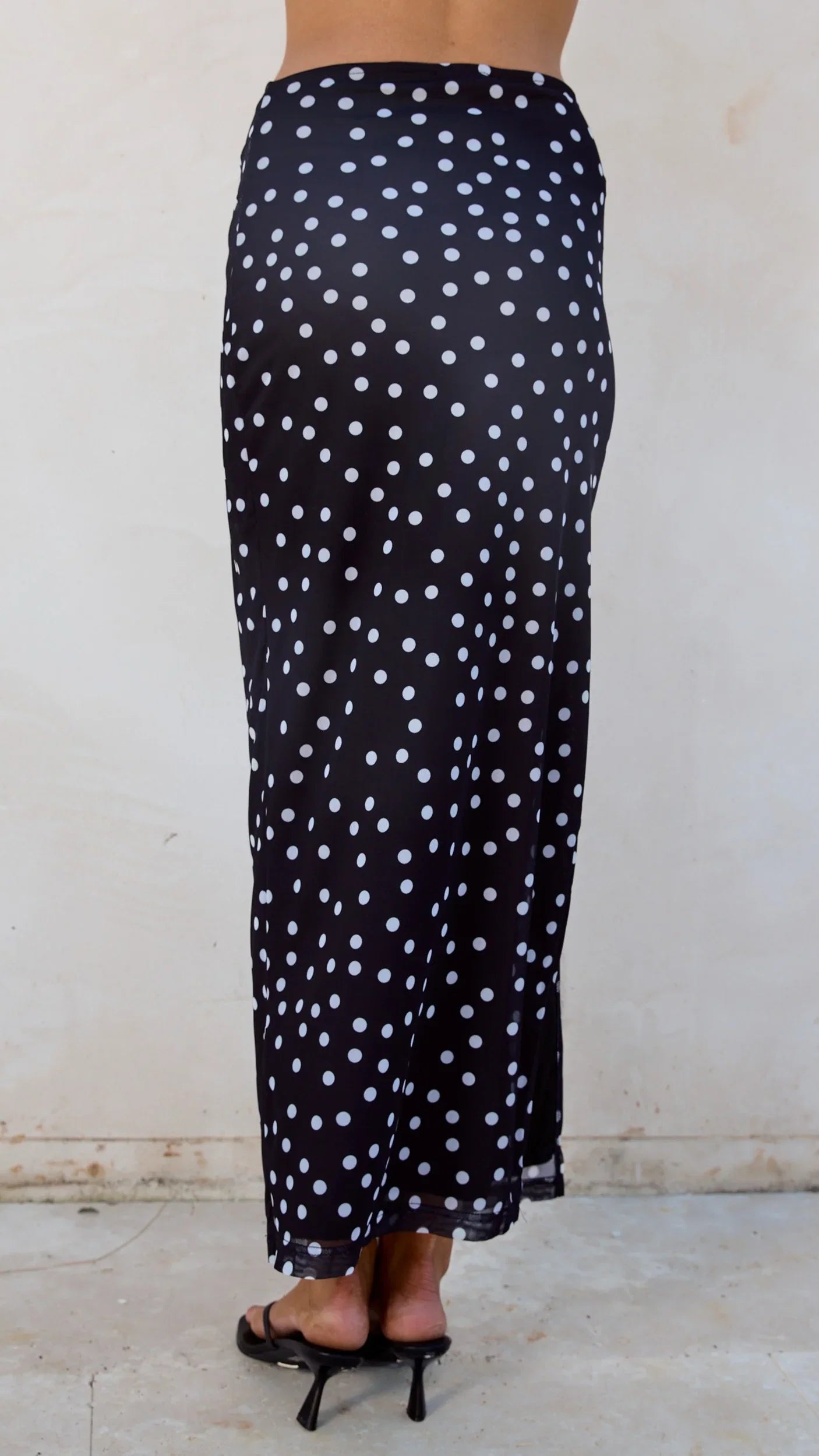 Janika Maxi Skirt Black White Polka Dot