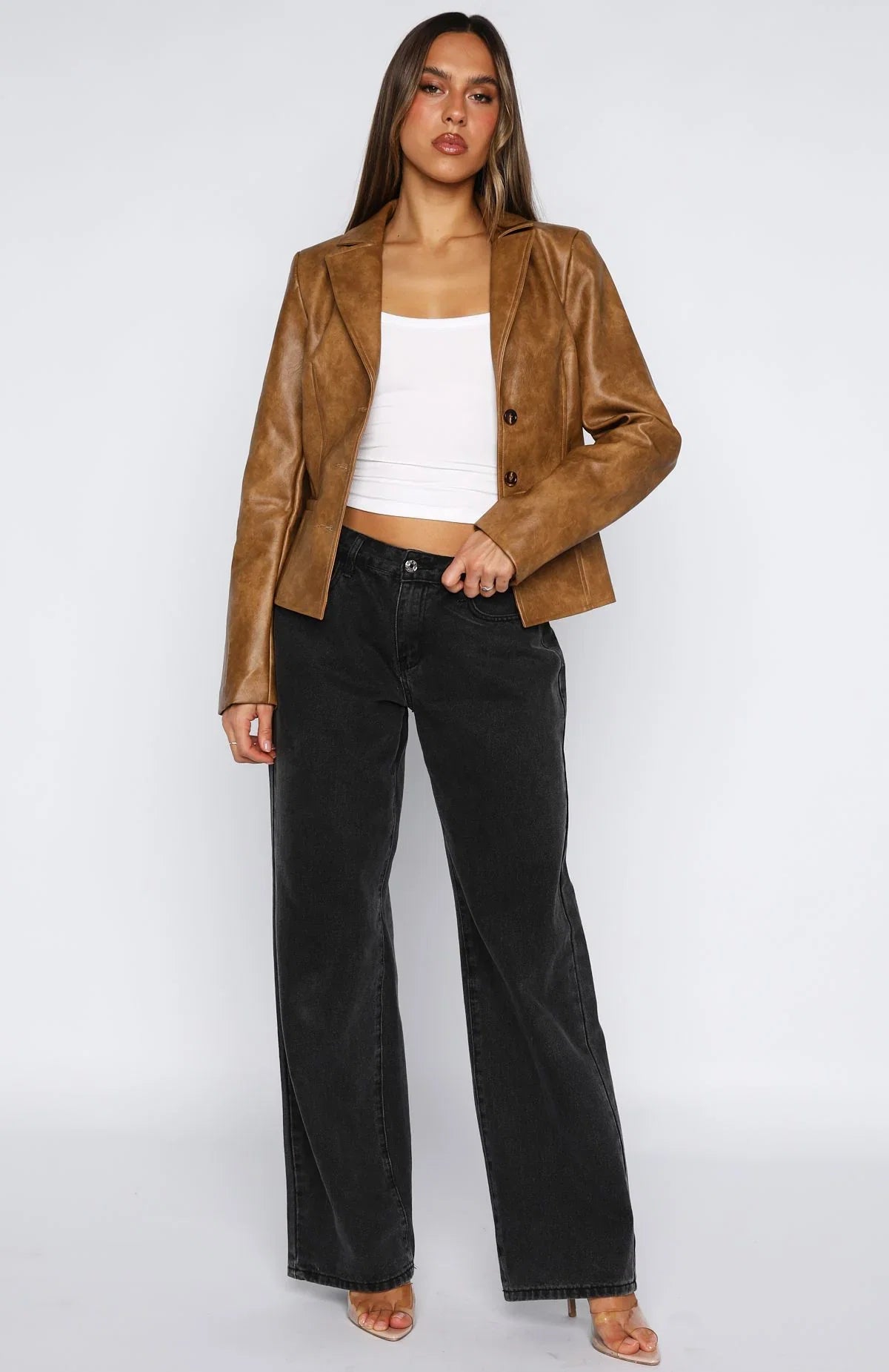 Classic Babe PU Jacket Tan