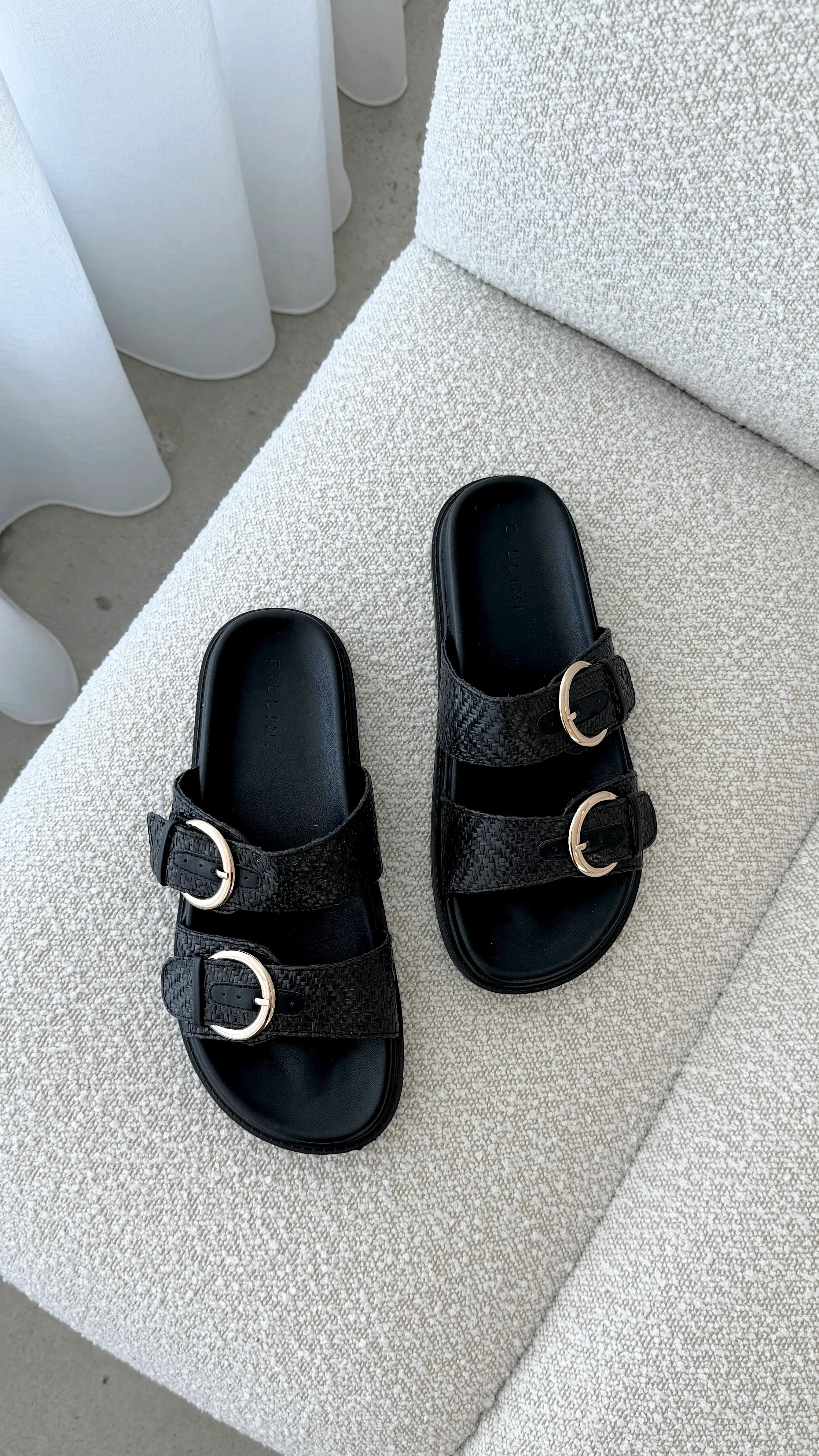 Wilmer Slide Black Raffia