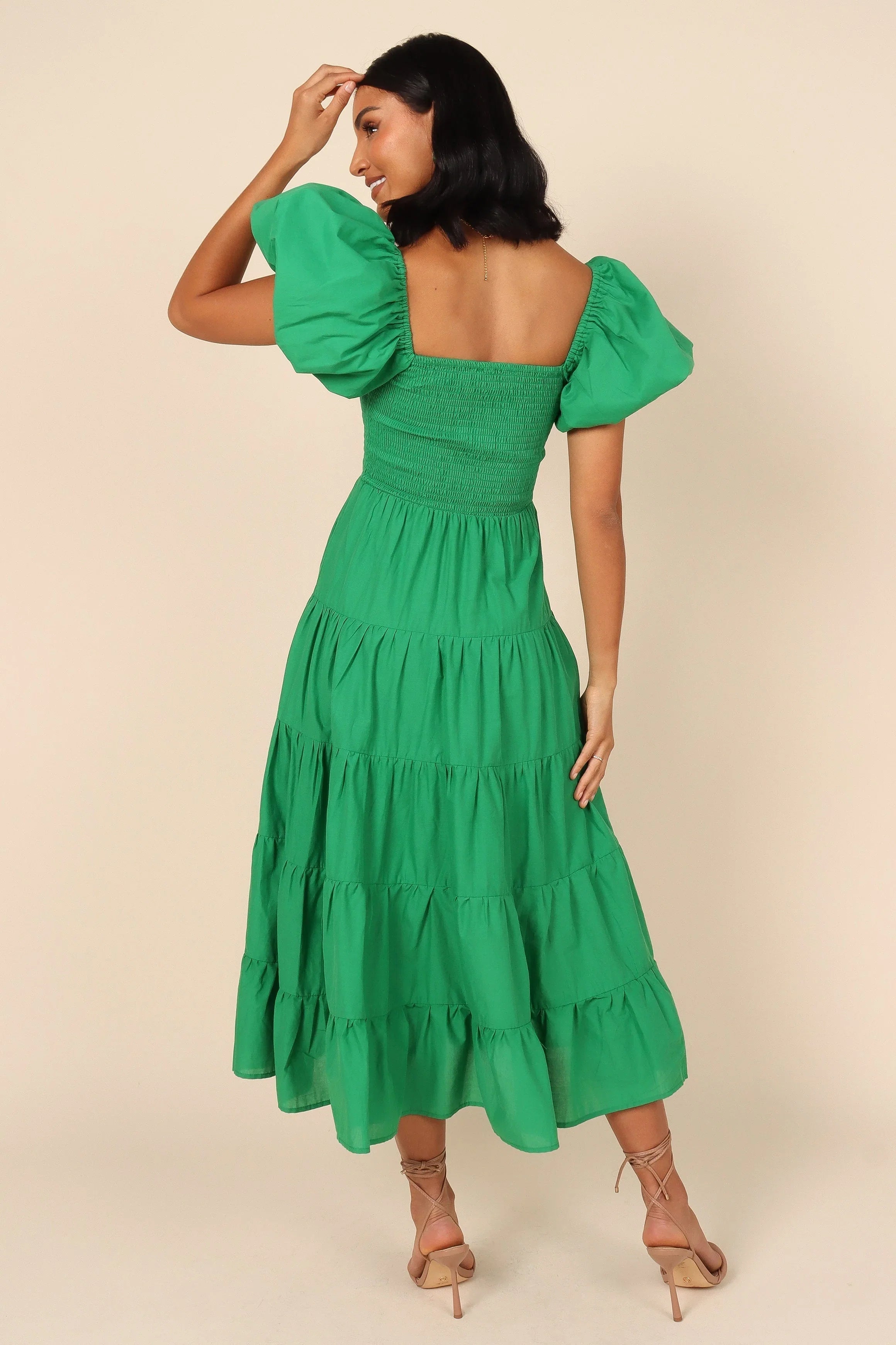 Morgan Tiered Dress Green