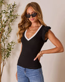 Wilma Ribbed Short Sleeve Top