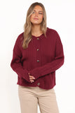 Loulani Heart Button Cardigan Cherry