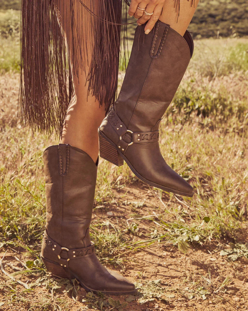 Echo Canyon Vegan Leather Western Buckle Boots