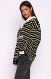 Gentle Affection Long Sleeve Rugby Shirt Black Yellow Stripe