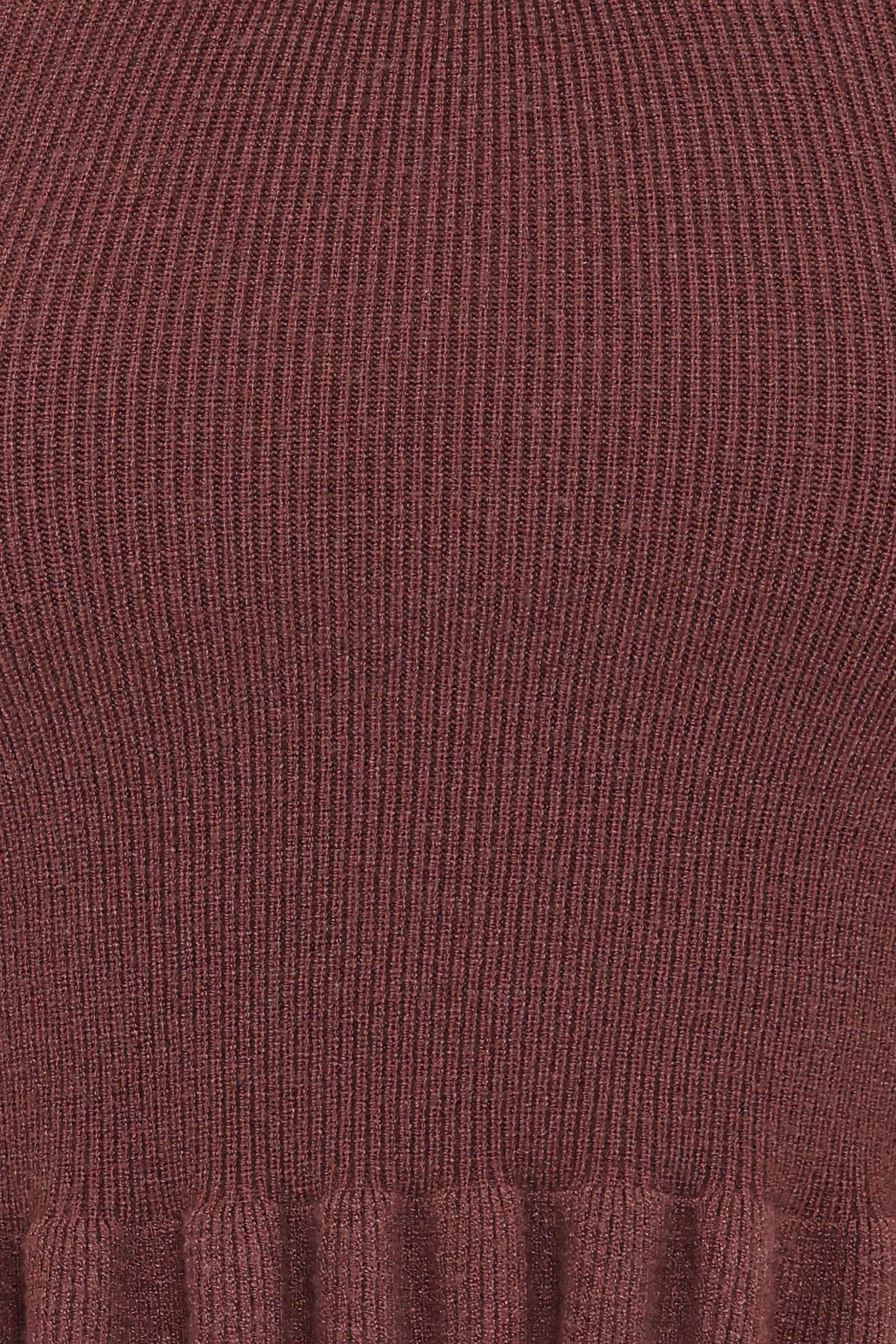 Berenice Ruffle Hem Knitted Top Brown