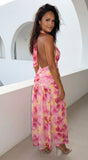 Floret Floral Print Maxi Dress Pink Multi