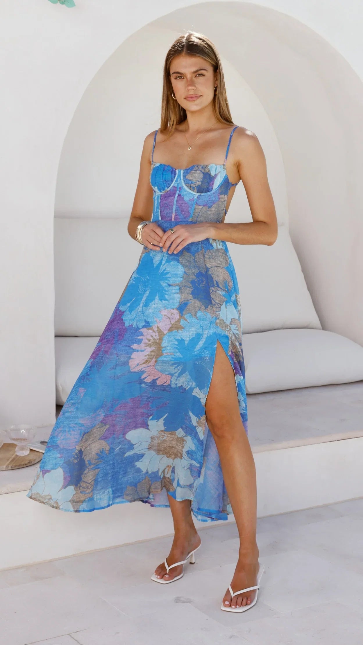 Rahima Maxi Dress Blue Floral