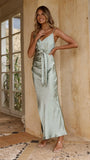 Yasmeen Tie Front Maxi Dress Sage
