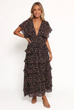 Wendi Ruffle Dress Black Floral