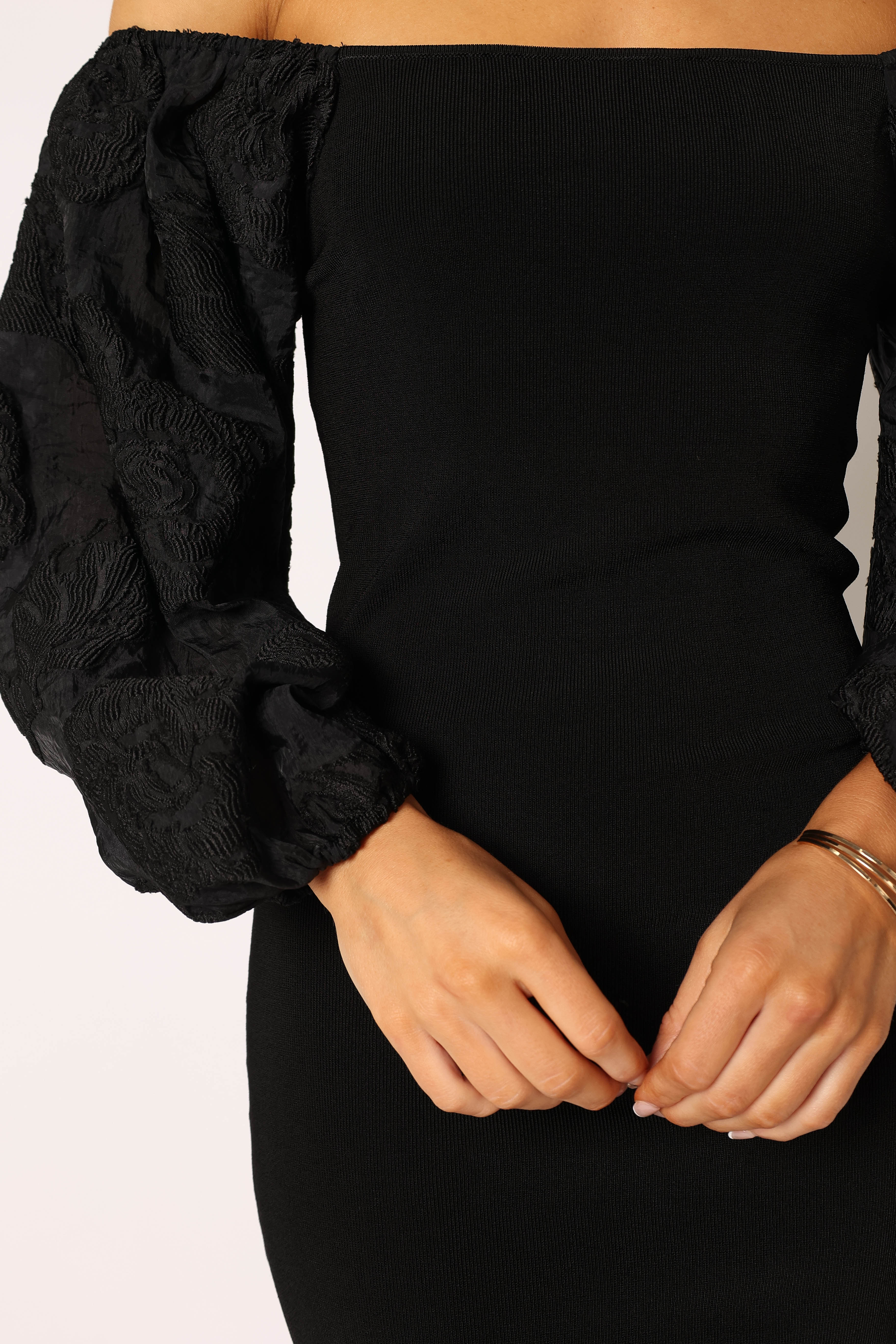 Dolly Puff Sleeve Midi Dress Black