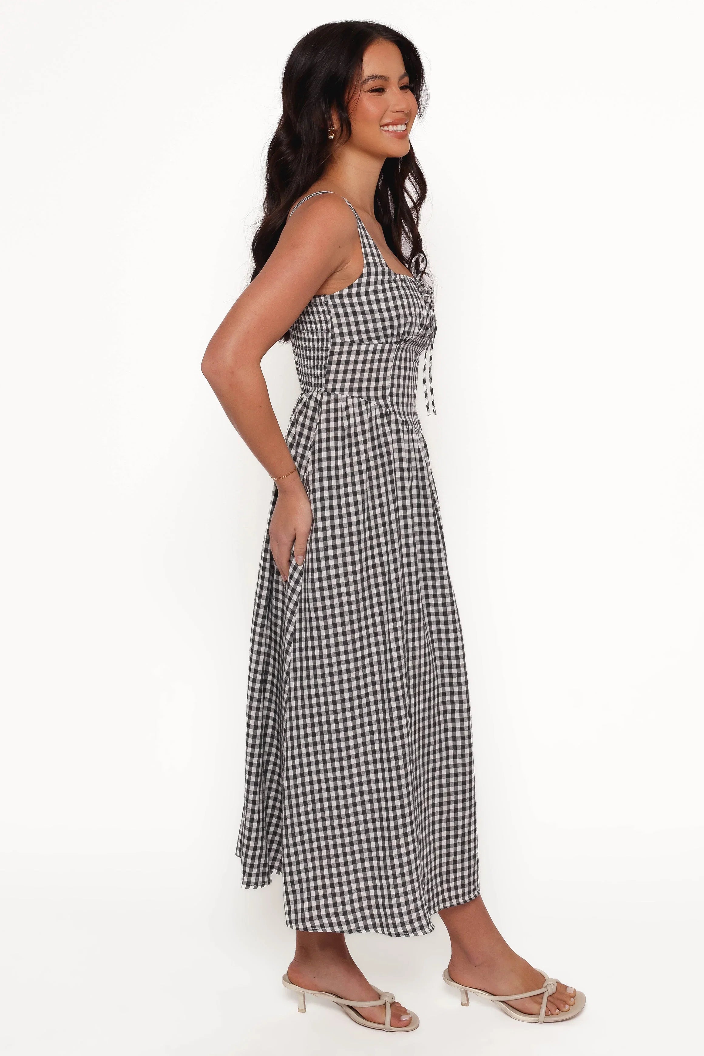 Kinslee Midi Dress Black Gingham