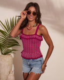 Anetta Knit Abstract Print Peplum Top