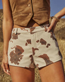 Beat Drop Mid Rise Cow Print Shorts