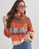 Monet Knit Printed Turtleneck Pullover Sweater