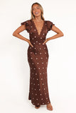 Arella Maxi Dress Brown Polka Dot
