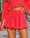 Airy Glow Drawstring Mini Skort