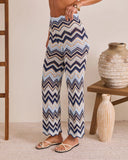 Easy Resort Relaxed Abstract Open Knit Drawstring Pant