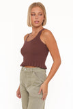 Berenice Ruffle Hem Knitted Top Brown