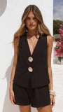 Elle Vest and Shorts Set Black