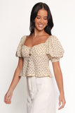 Maud Top Cream Brown Floral