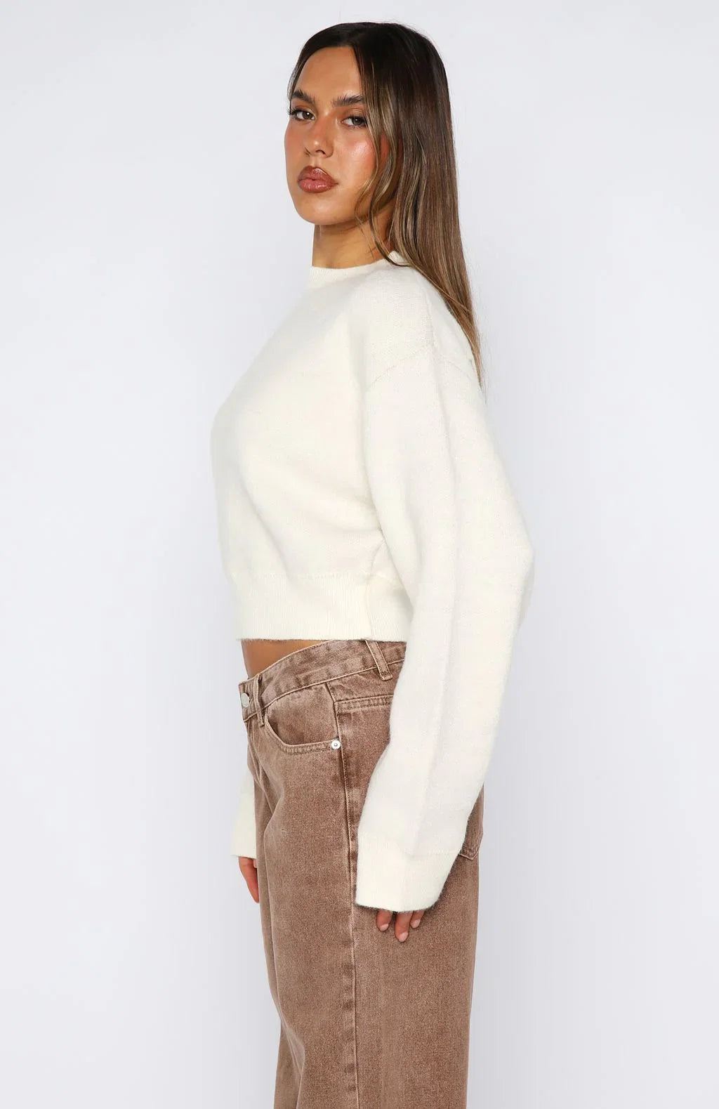 Cant Help Falling Knit Sweater White