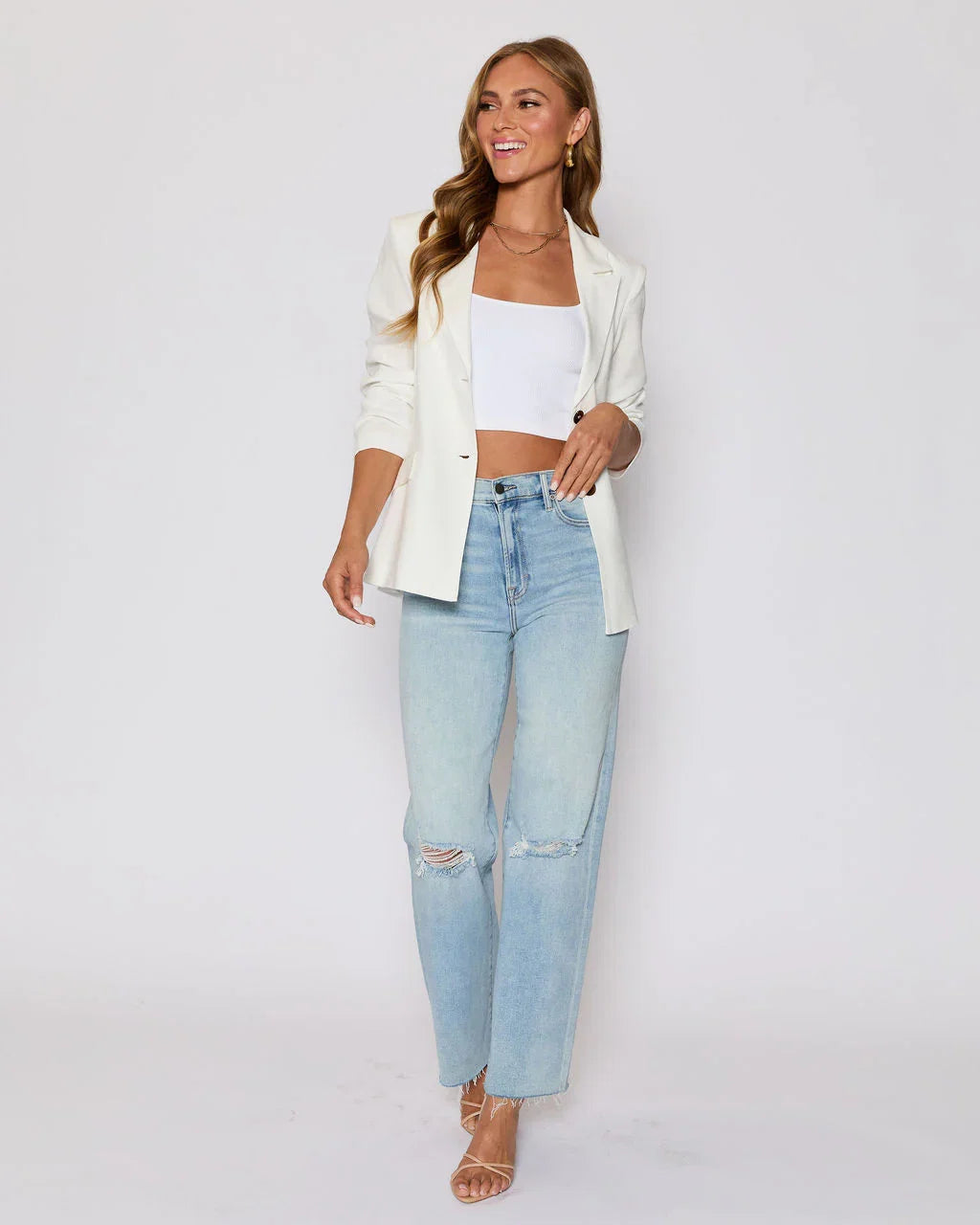Sandy Linen Pocketed Blazer