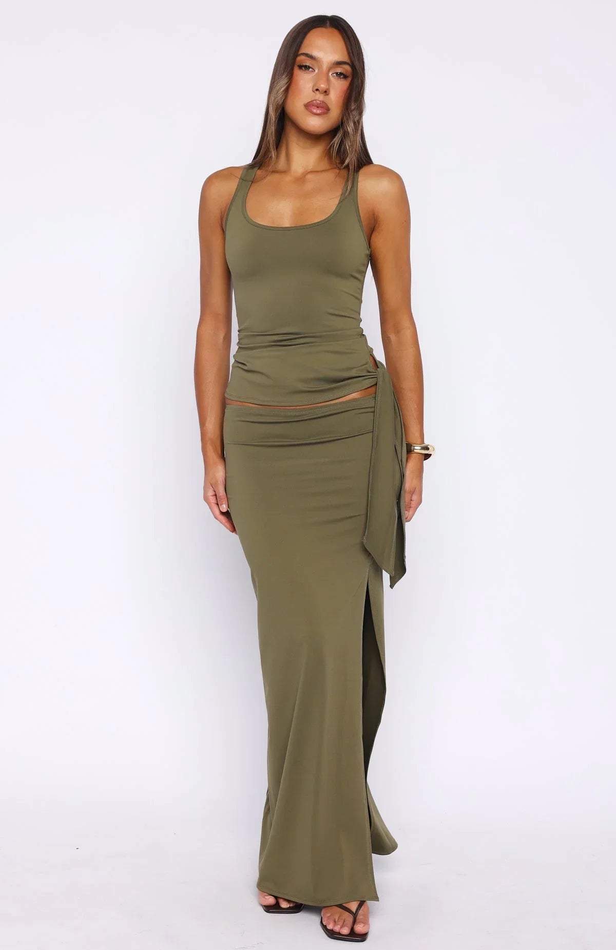 Chasing Stillness Maxi Skirt Olive