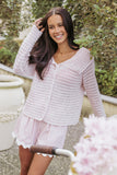 Lyra Large Collar Cardigan Pale Pink