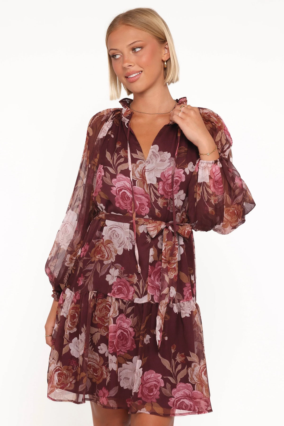 Hensely Mini Dress Burgundy Brandy Bloom