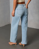 Lejer Stretch Mid Rise Straight Leg Jeans