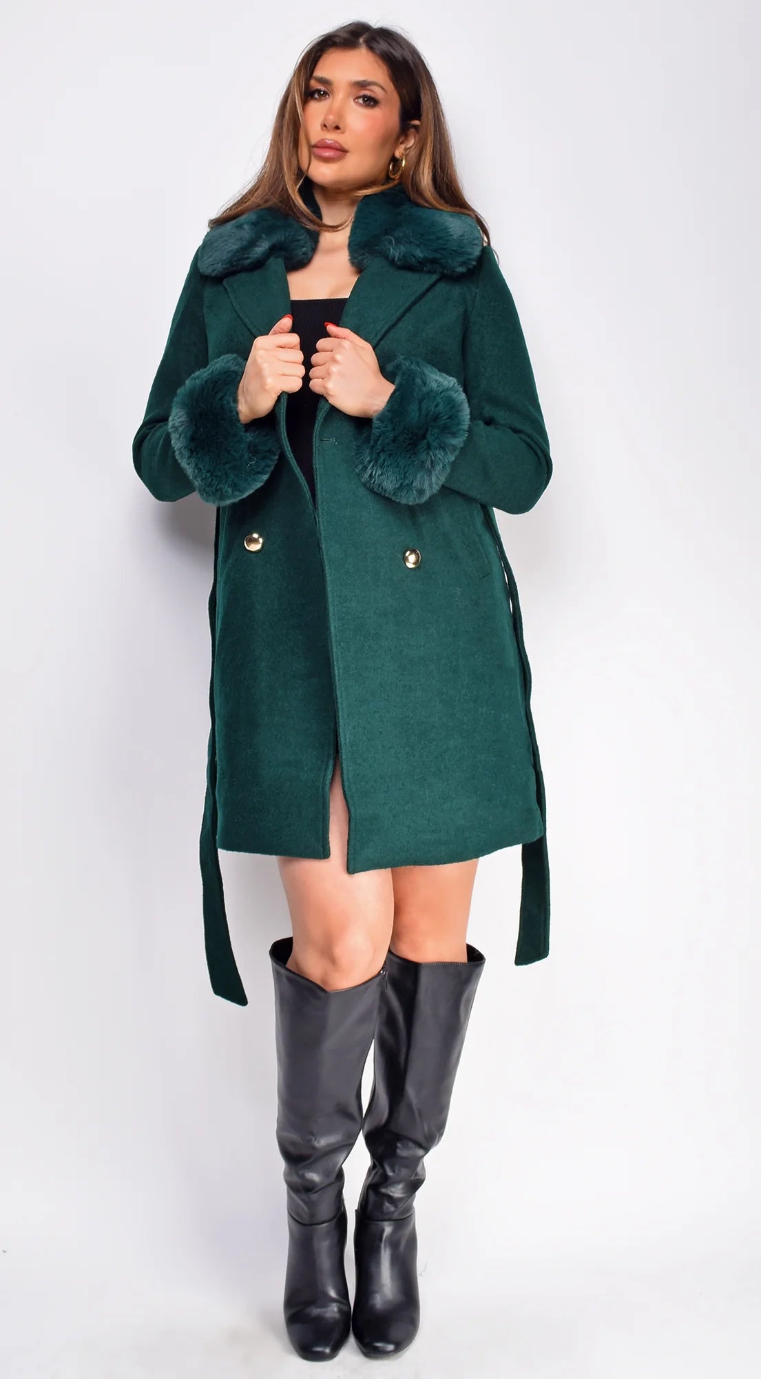Polina Green Fur Coat