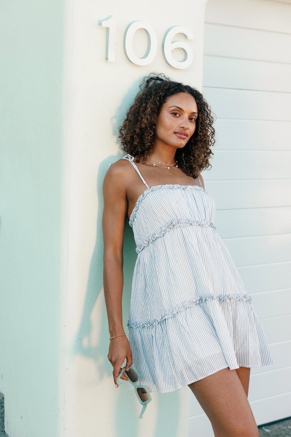 Kali Mini Dress White Blue